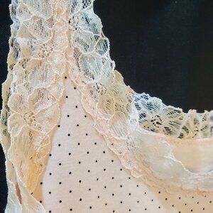 Vintage Y2K Rue21 Lace Lacy Tank Camisole Pink with Black Polka Dots XL